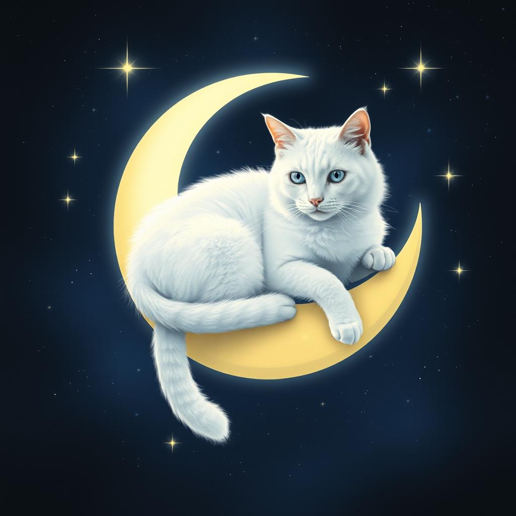 Luna Whispers: Majestic White Cat