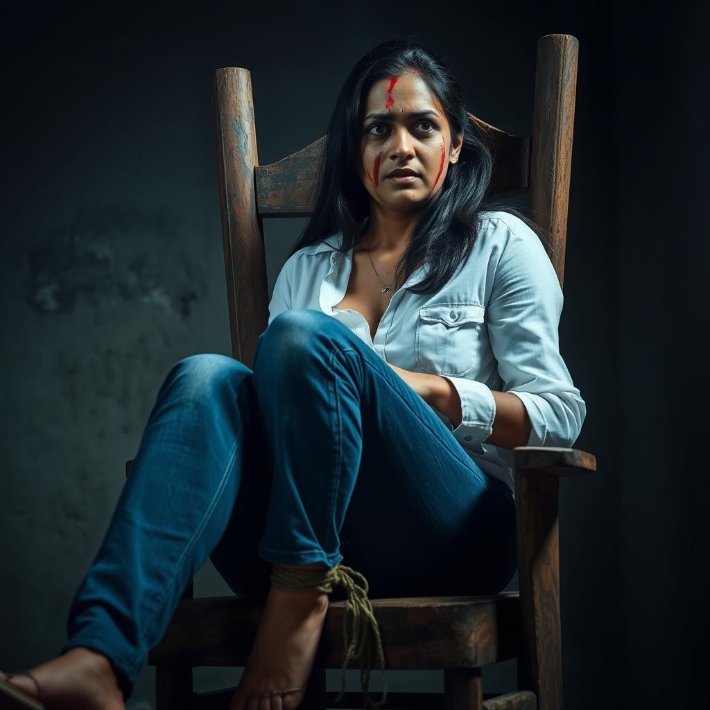 A Mysterious Scene: Indian Woman Tied to an Old Chair