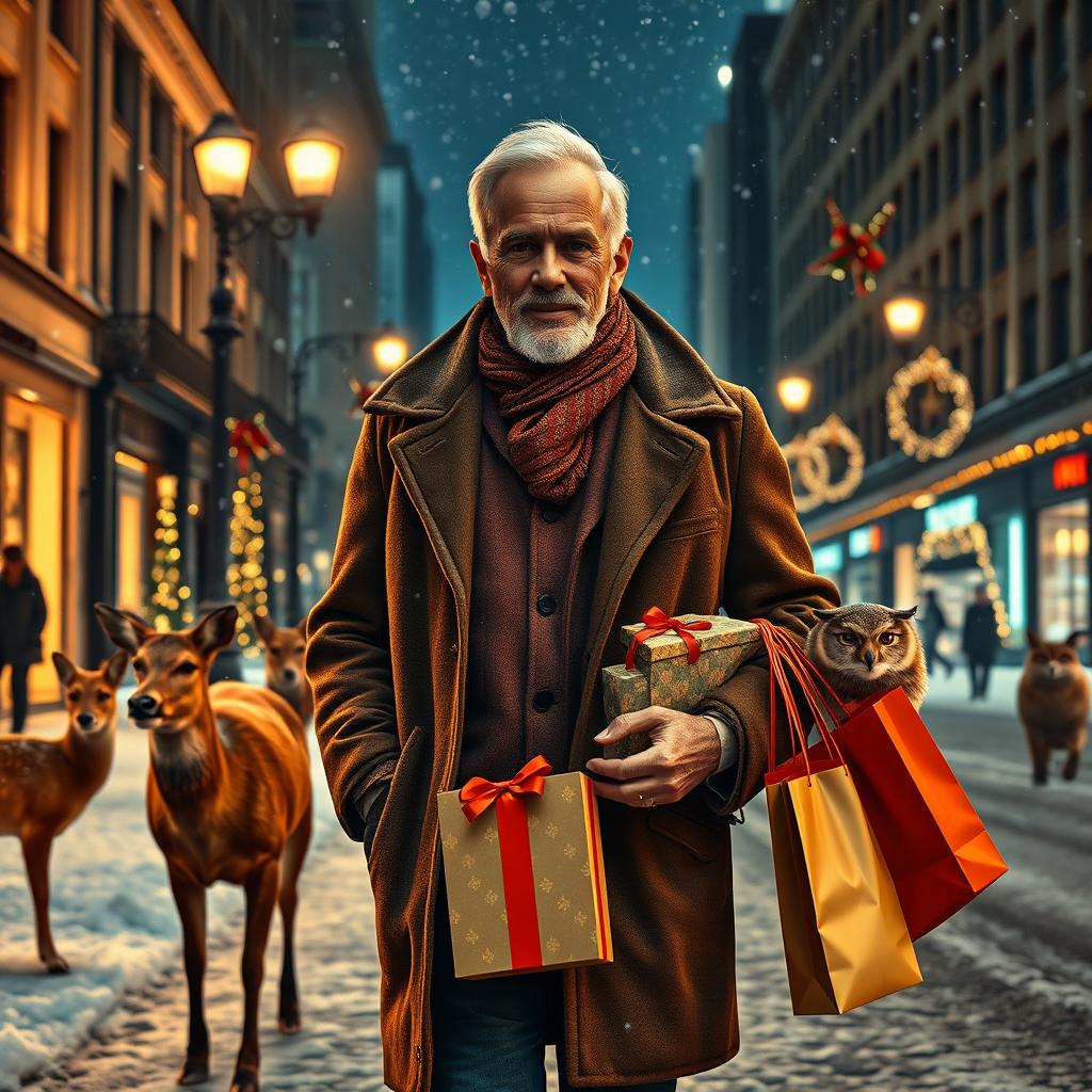 Midnight Stroll on a Snowy City Night