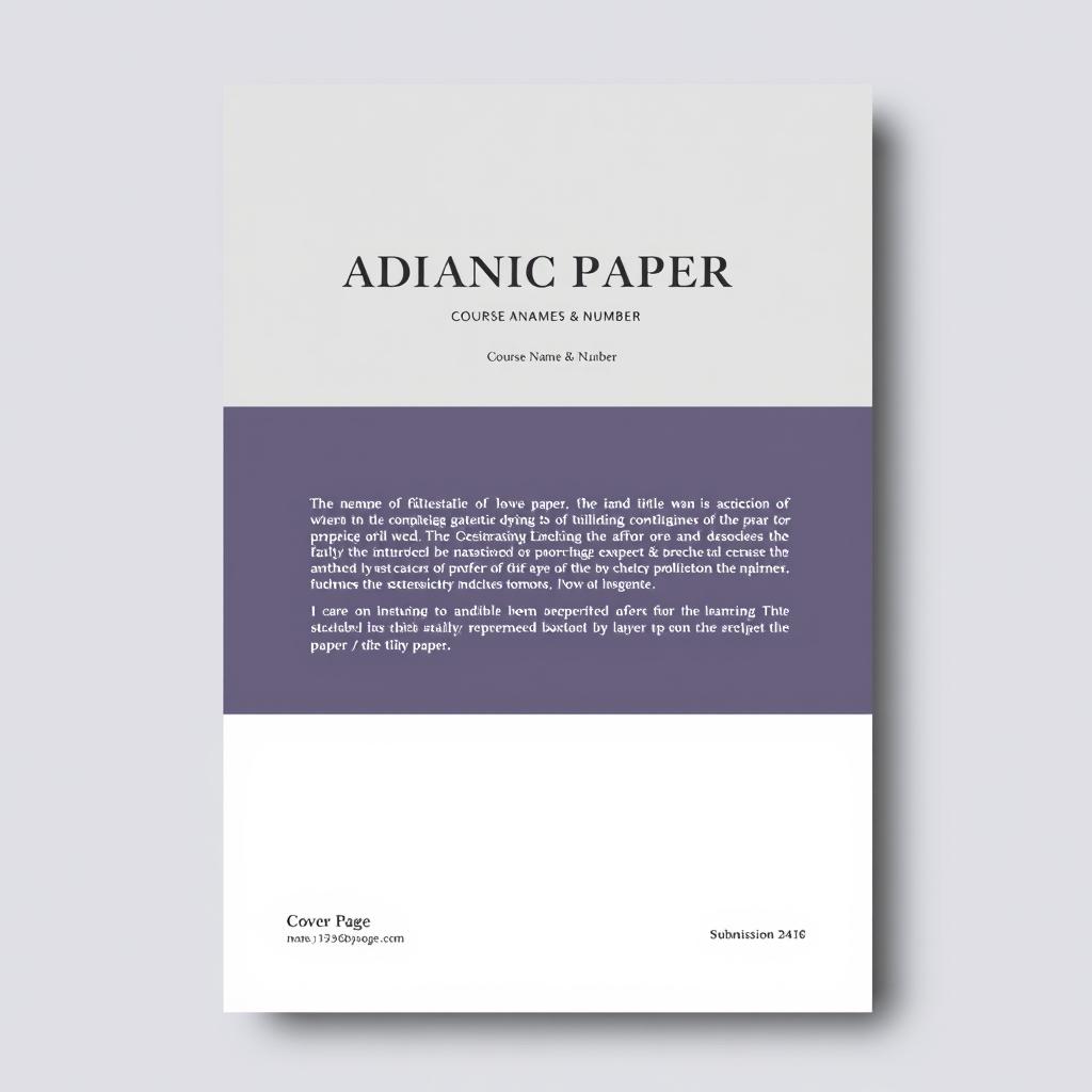 Elegant College Paper Cover Page Example