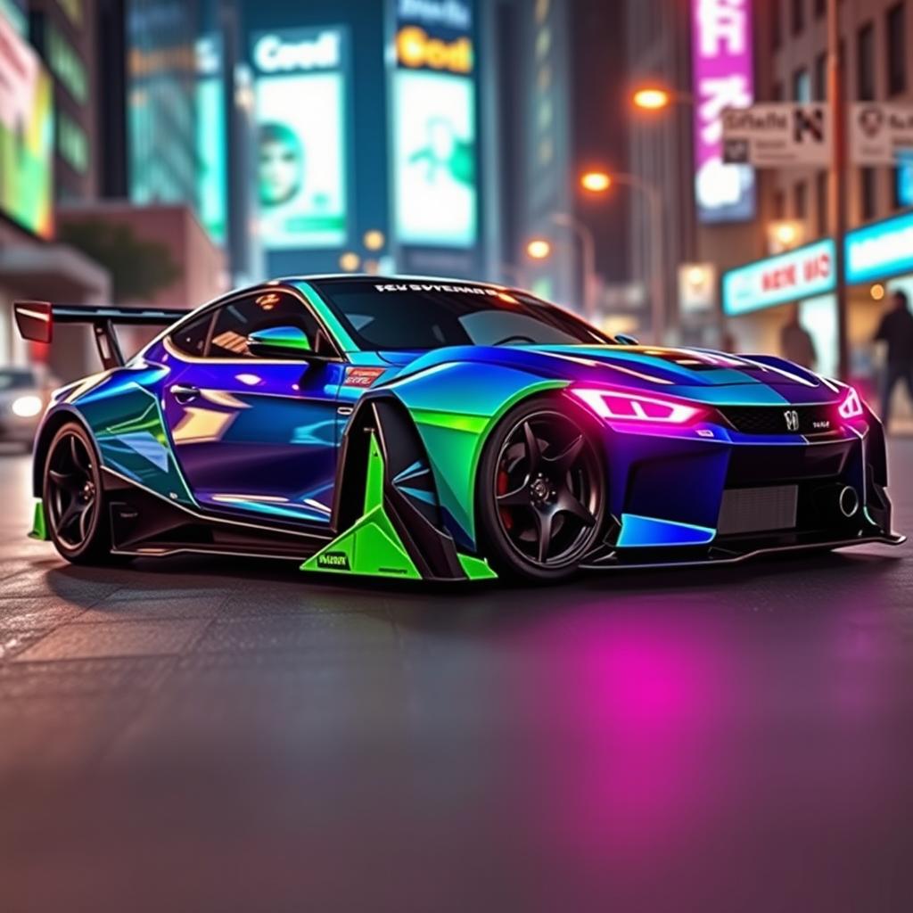 Neon Drift King: A Futuristic Street Car