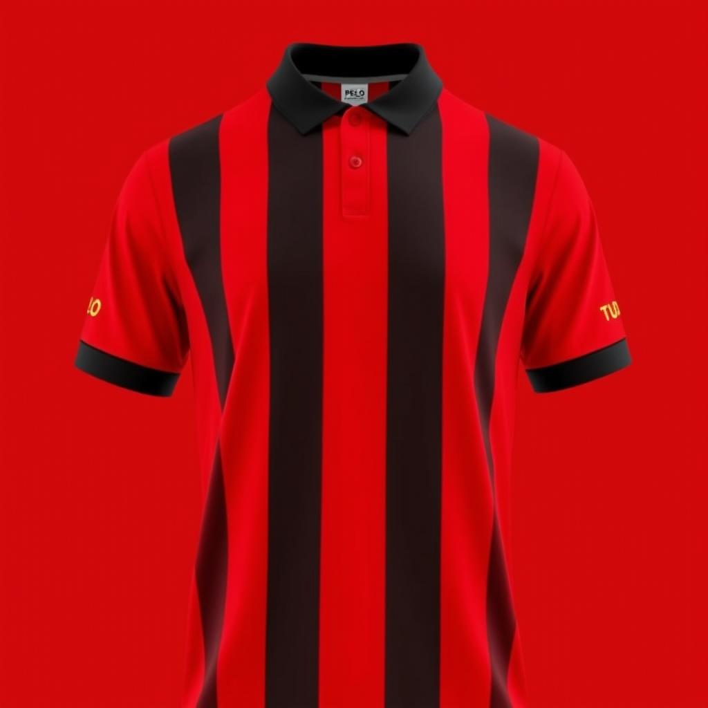 Strike a Pose: Red Football Jersey with Black Stripes