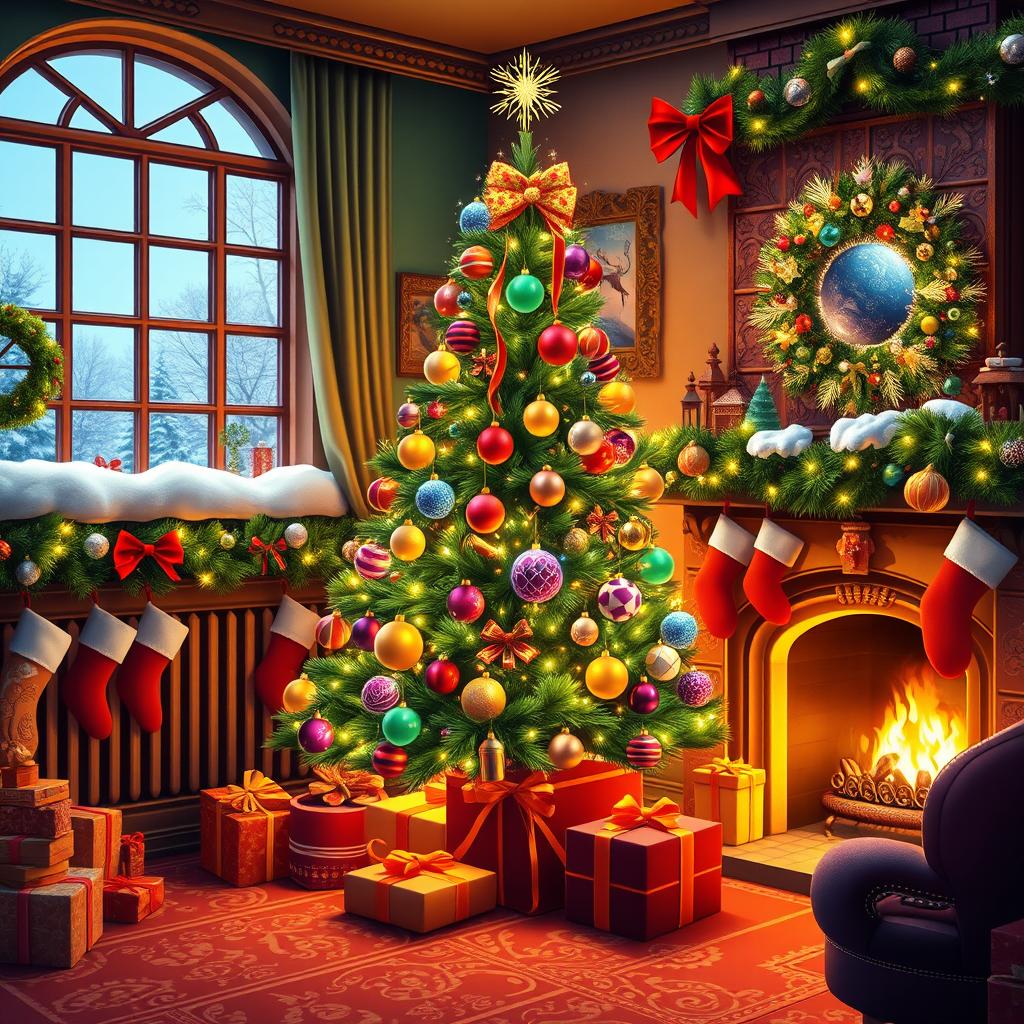 Deck the Halls: Vibrant Christmas Scene