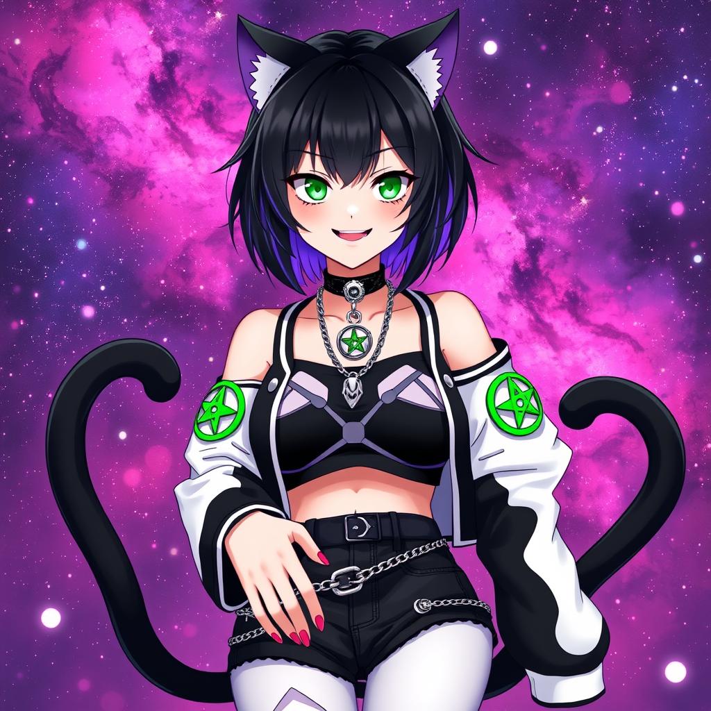 Embrace the Feline Spirit: Anime Girl with Cat Ears and Tails