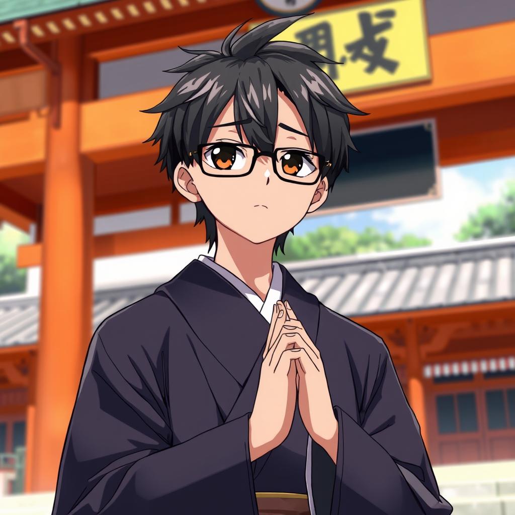Serene Shinto Priest in Traditional Attire