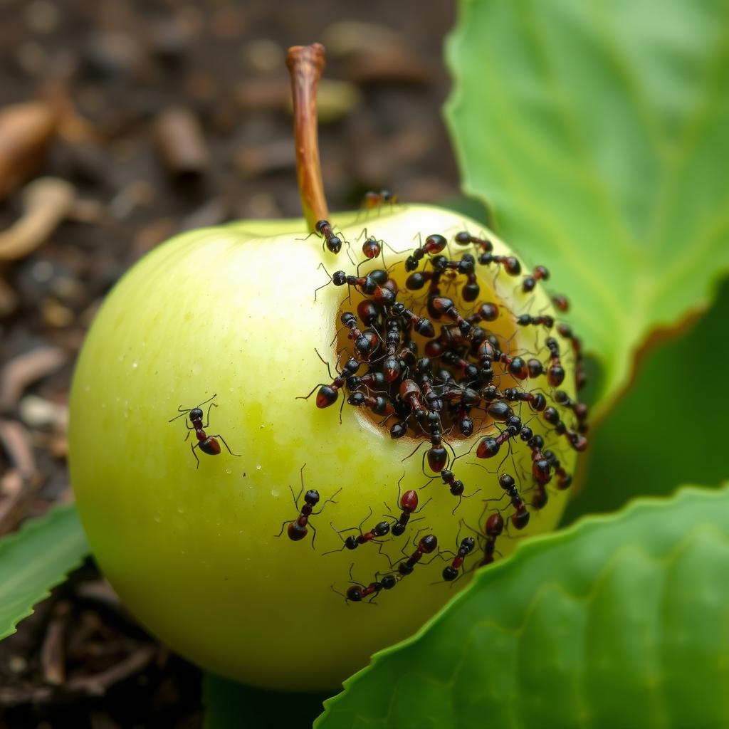 Tiny Titans: Ant Colony Feasts on Fresh Fruit