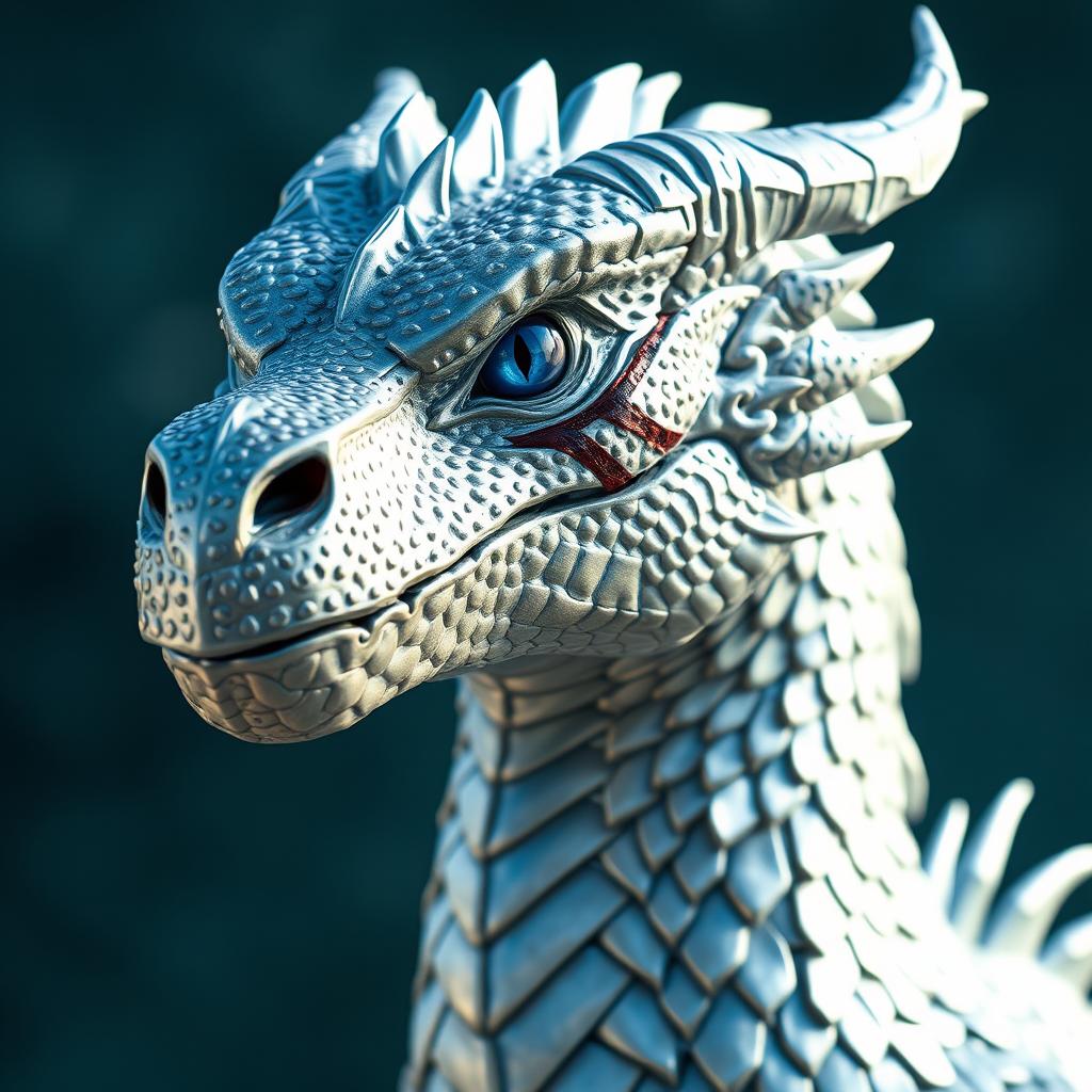 Majestic Silver Dragonborn with Enchanting Blue Eyes