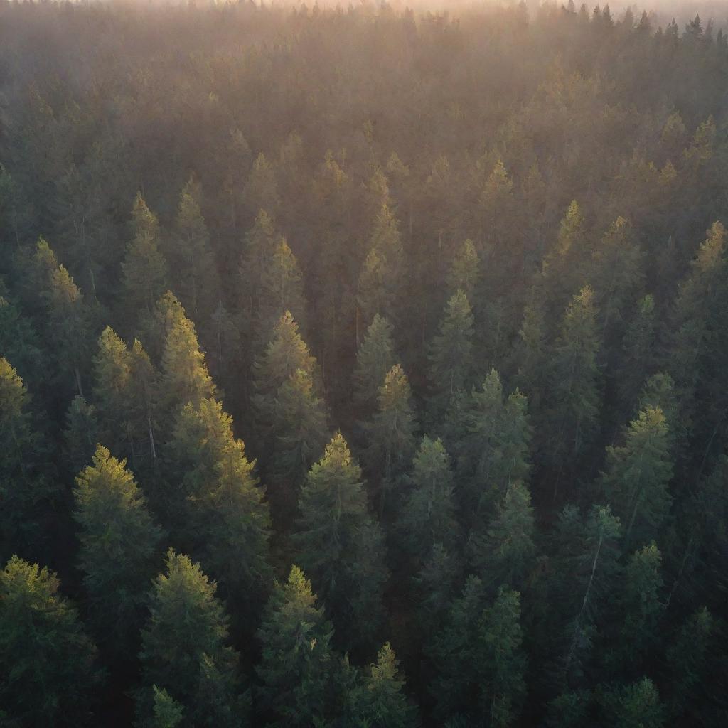 Crepuscular Rays in the Misty Forest
