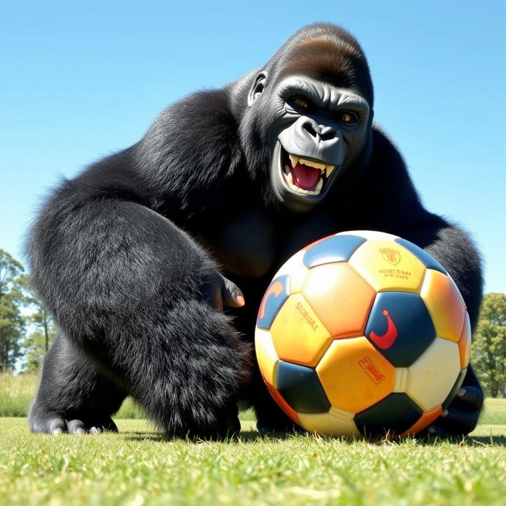 Giant Gorillas Playful Soccer Game