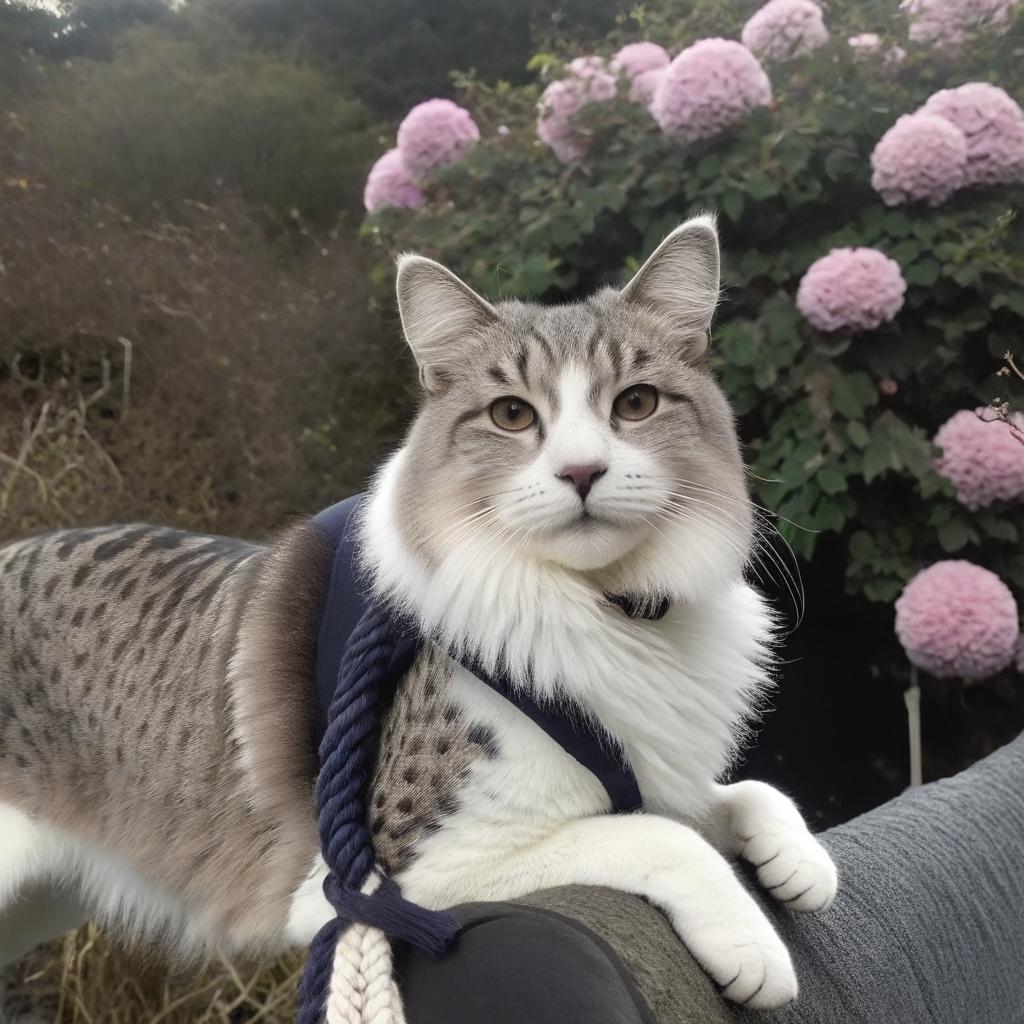 Cozy Whimsy: Tabby Cats Lilac Haven