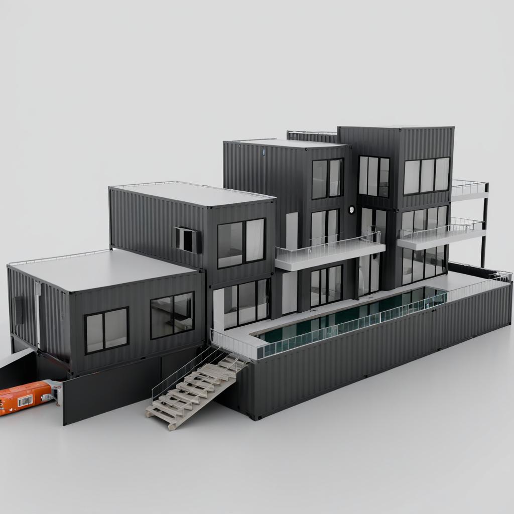 Stunning Modern Black Shipping Container House Model