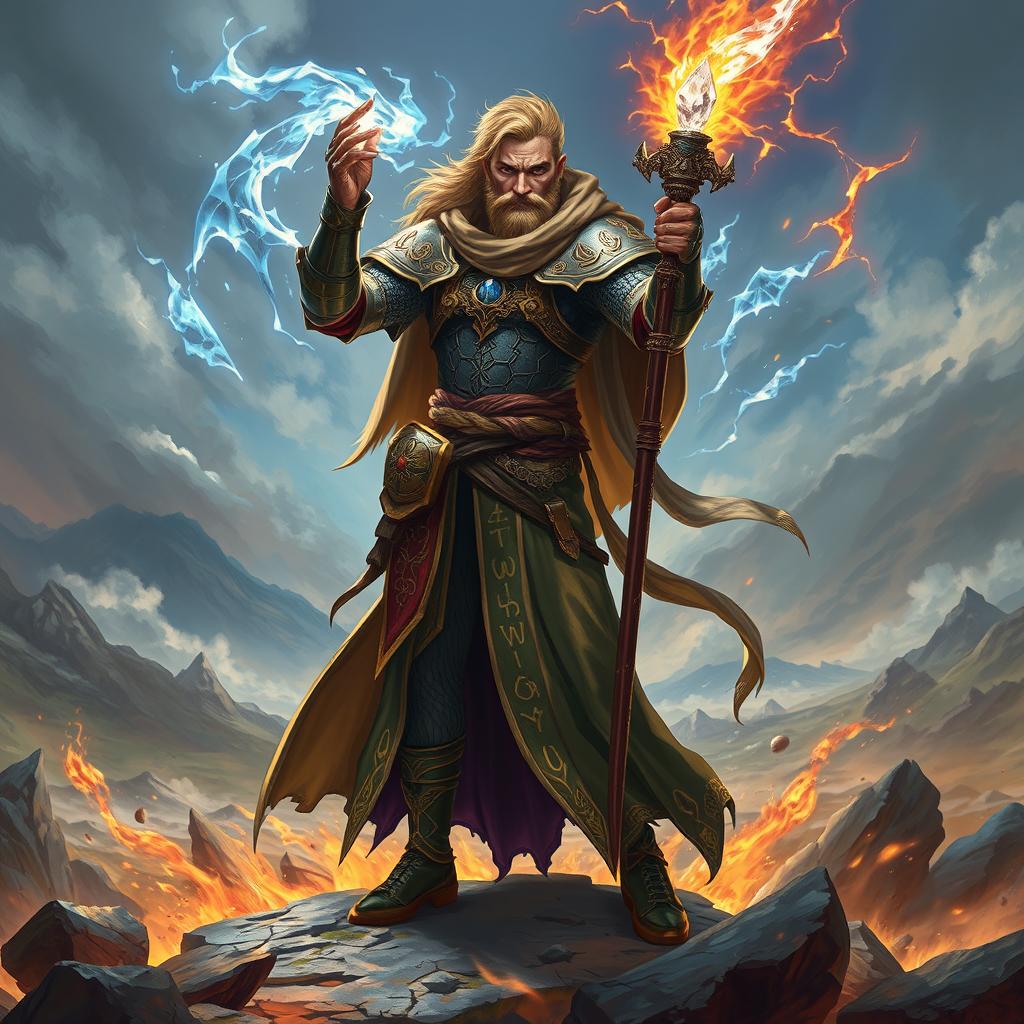 Unleash the Power: Male Mage Warrior Casting a Spell