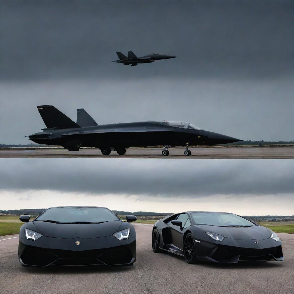 Unleash Performance: Lamborghini & Fighter Jet