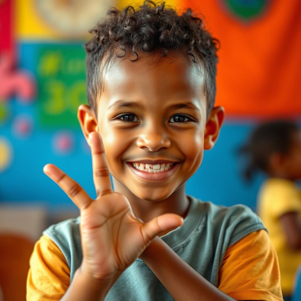 Joyful Expression: Deaf Child Signing in LIBRAS