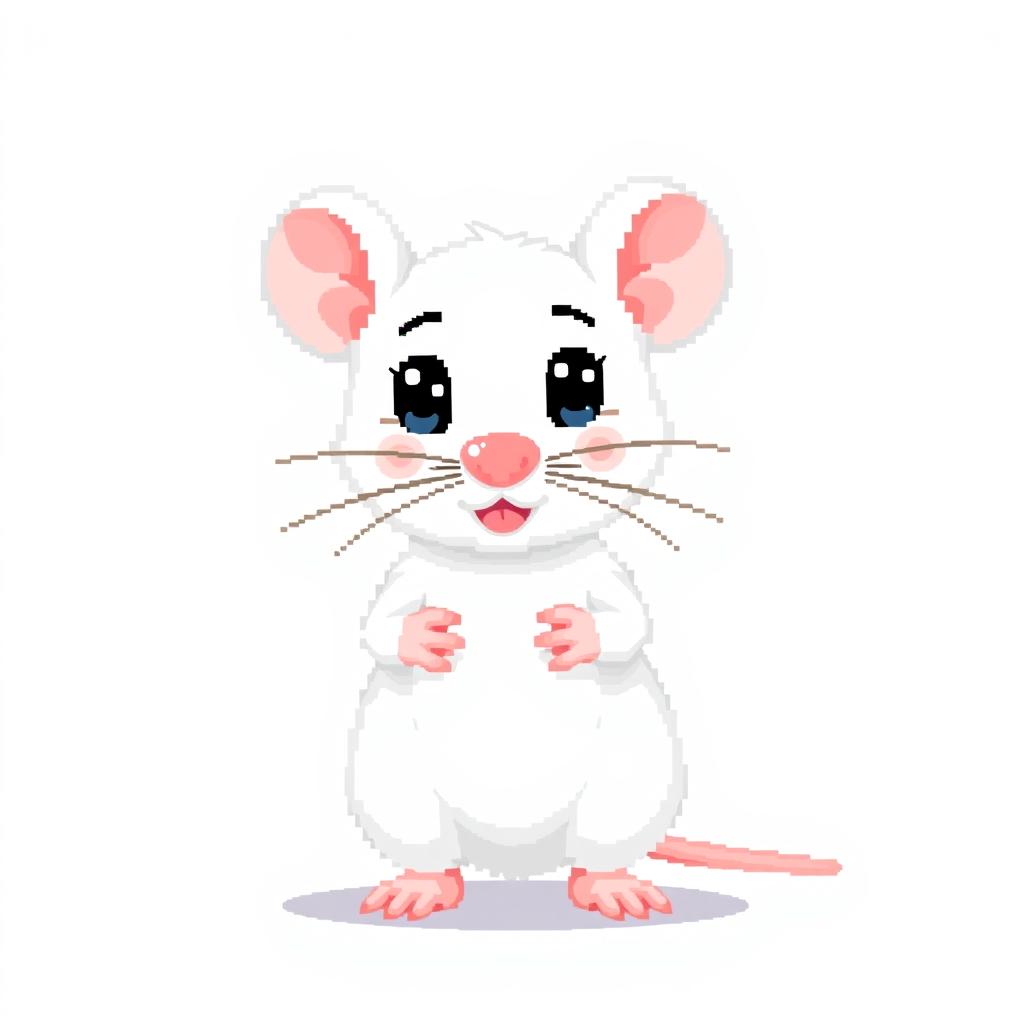 Adorable Pixel Art: Cute White Rat