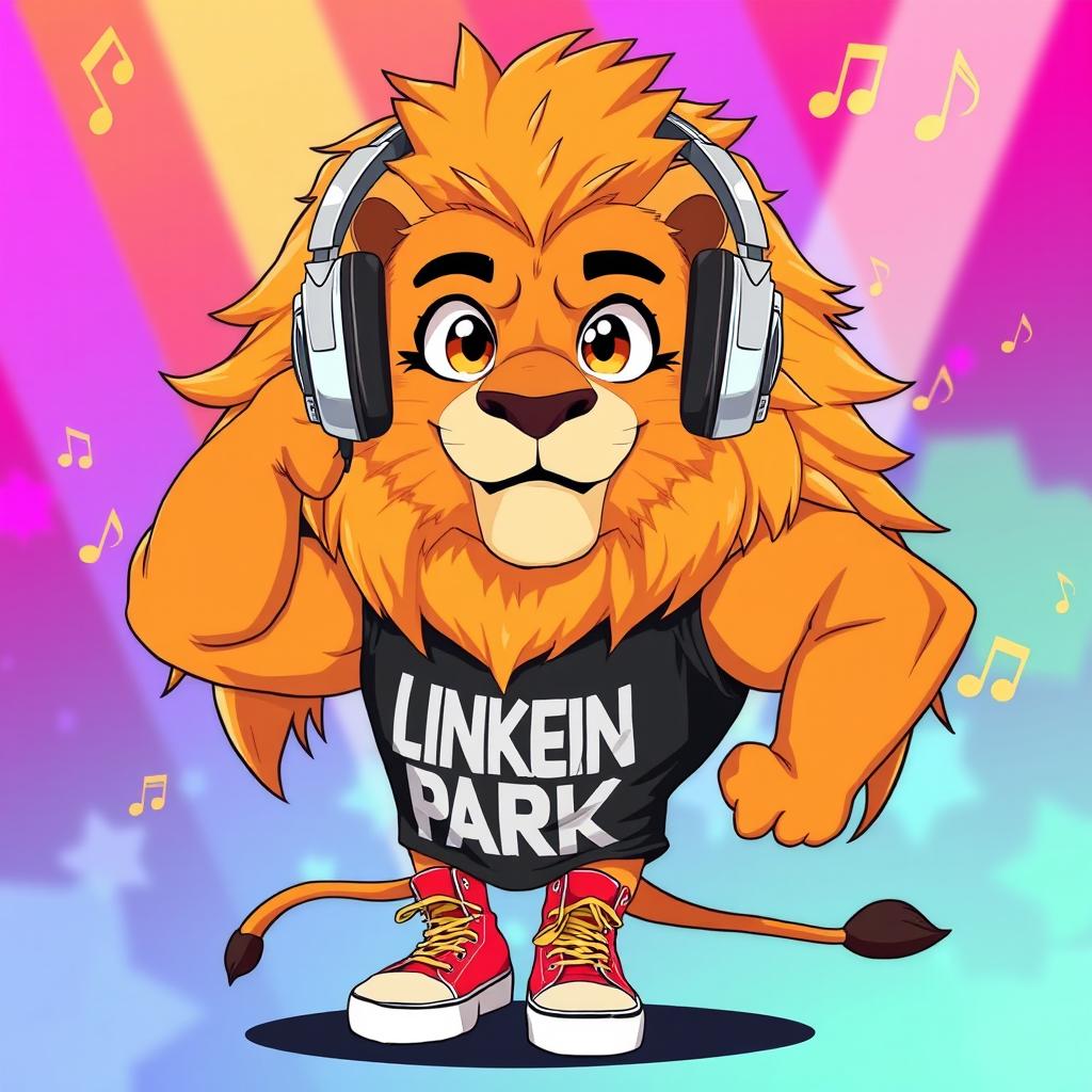 Unleash the Roar: Rockstar Lion in Anime Style
