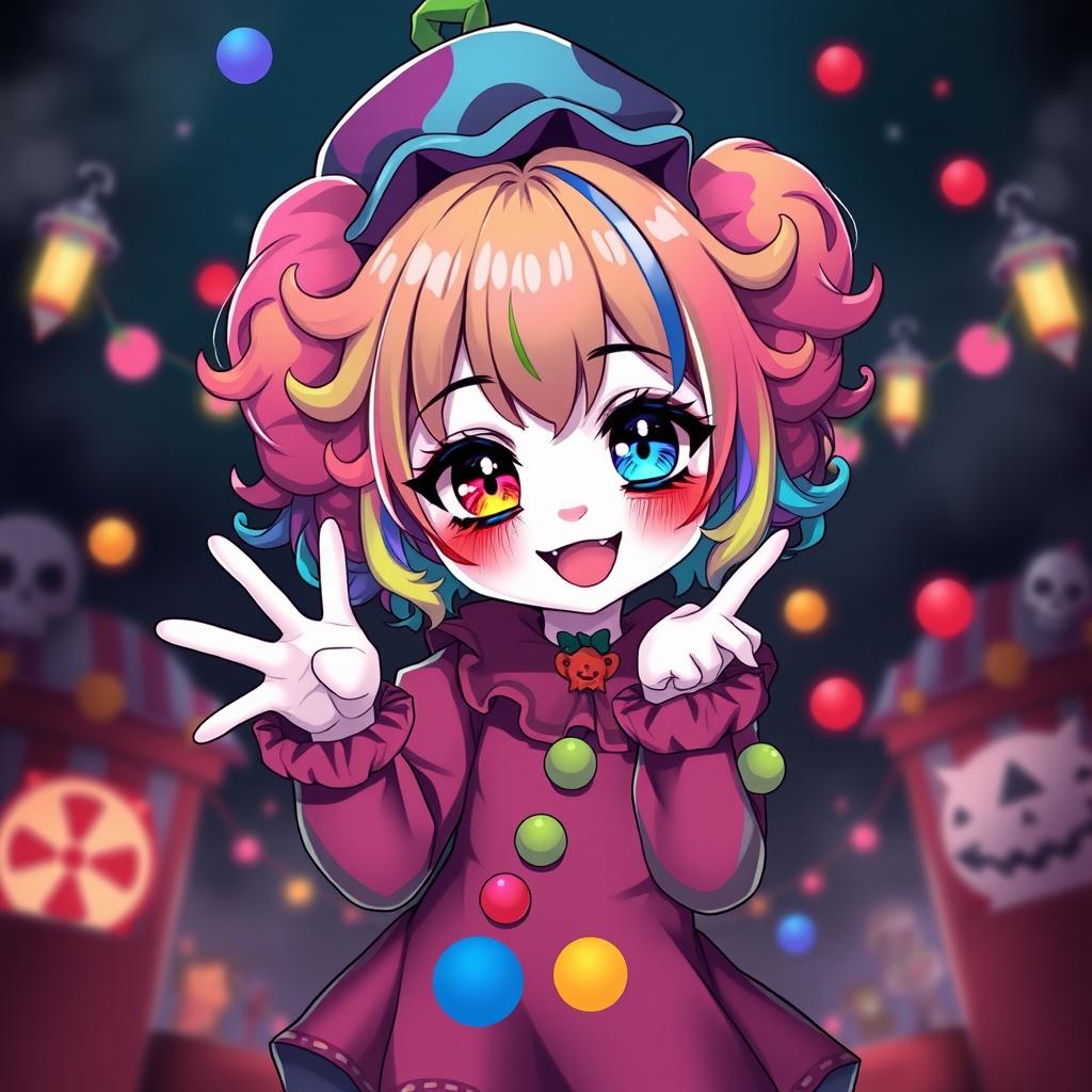 Whimsical Horror: Cute Anime Clown Girl