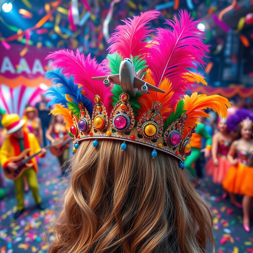 Vibrant Carnival Hair Tiara with Airplane