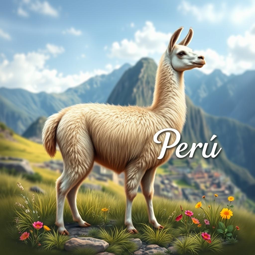 Graceful Llama in the Peruvian Andes