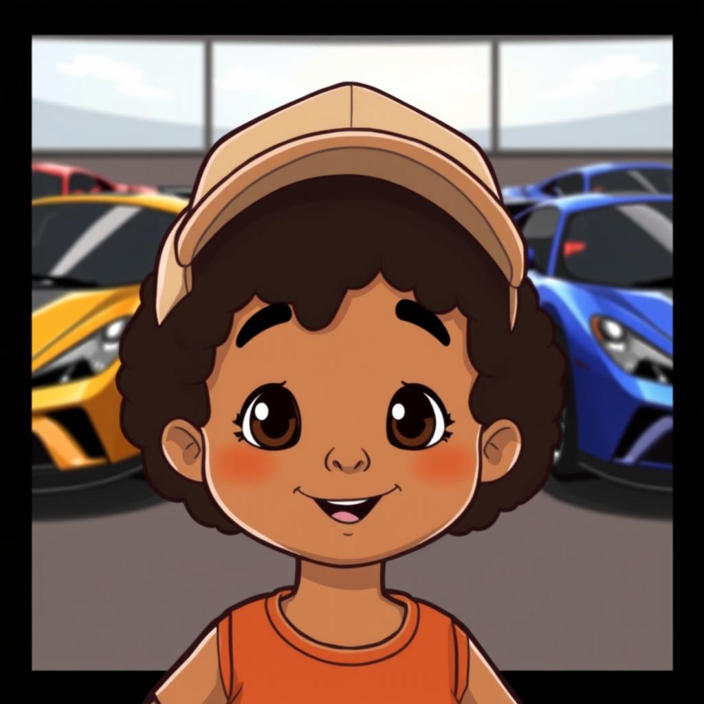 Adorable Cartoon Character with Curly Hair