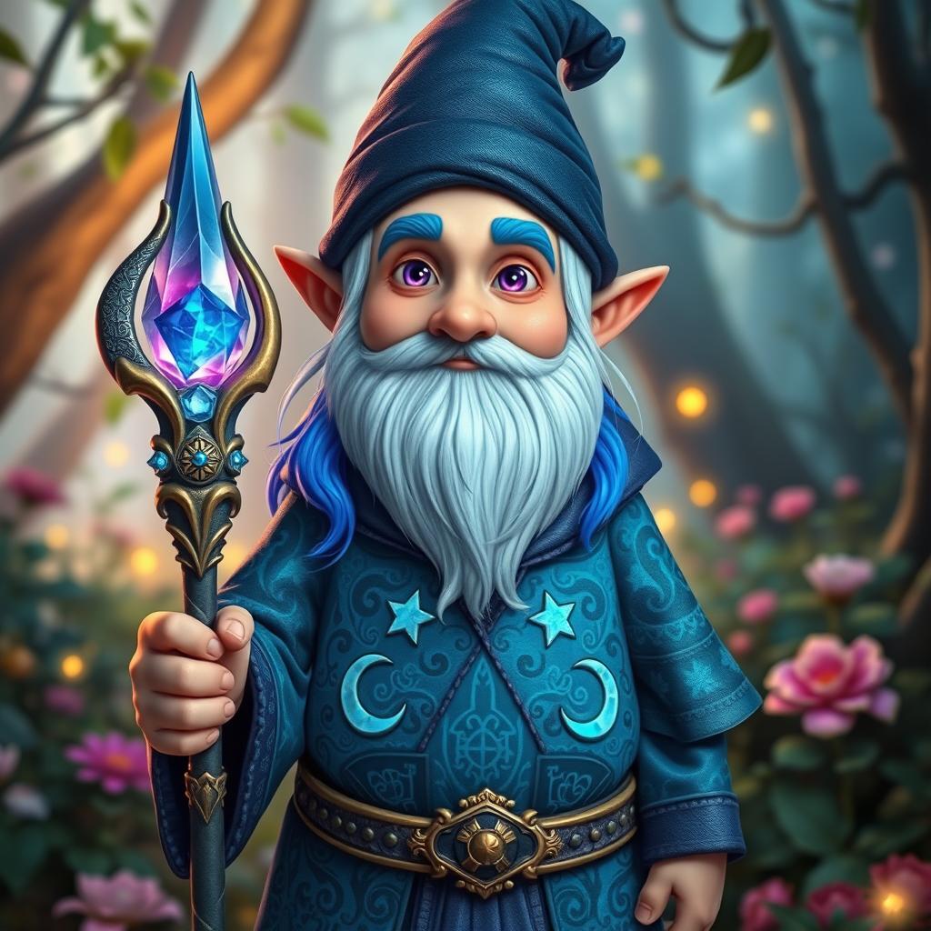 Enchanting Adult Magic Gnome with Blue Hair