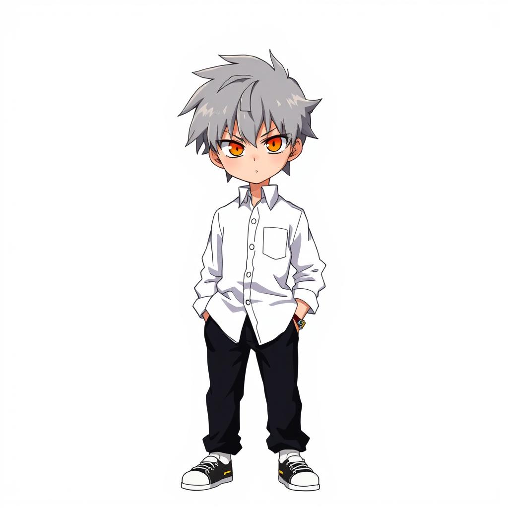 Emotionless Grey-Haired Character Design