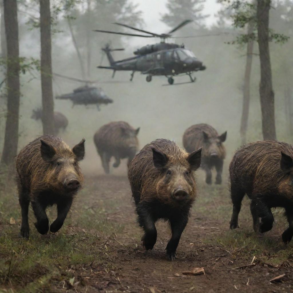 Force of Nature: Wild Boars in Flight