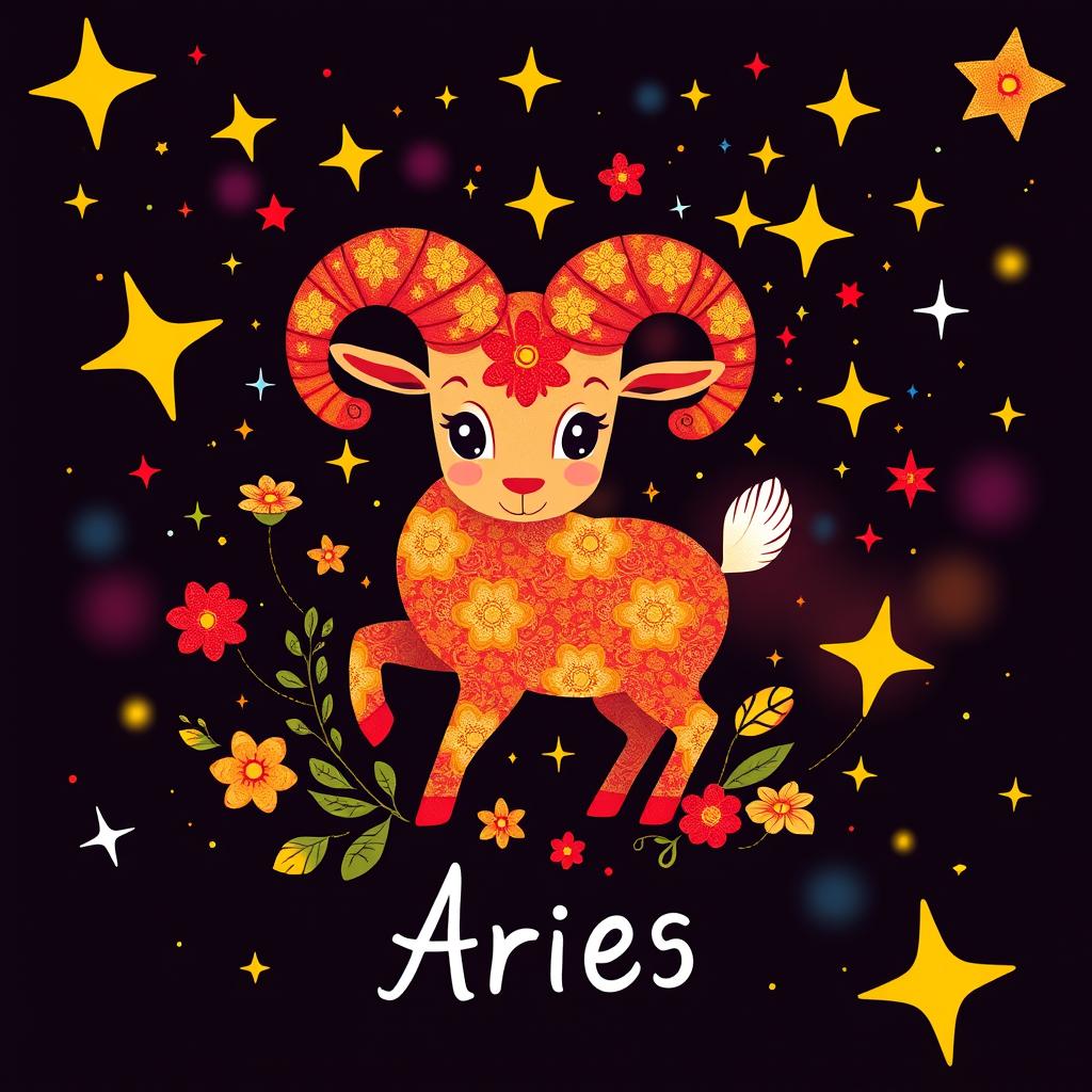 Whimsical Aries Zodiac Art - Embrace the Ram!