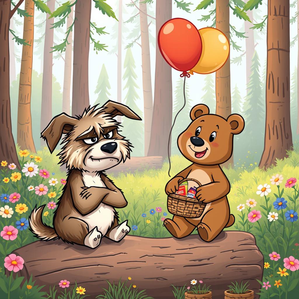Whimsical Friends: An Angry Dog and a Little Bear
