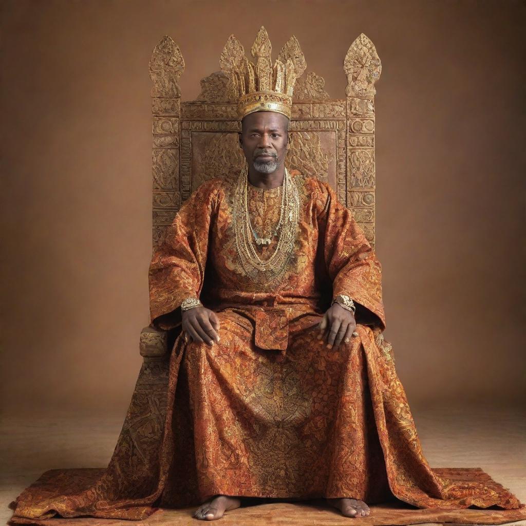 Majestic African King, Traditional Robes & Golden Crown