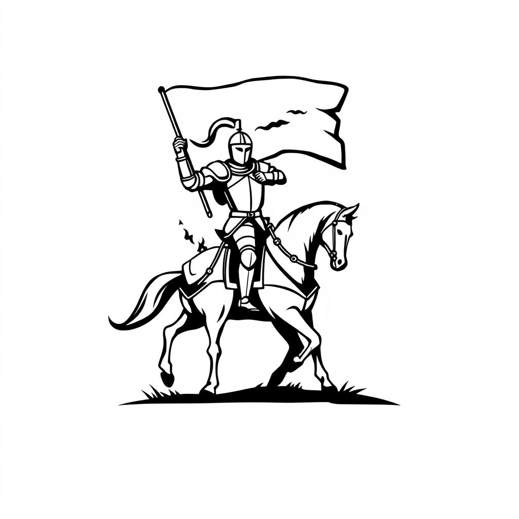 Emblematic Knight Logo in Black and White