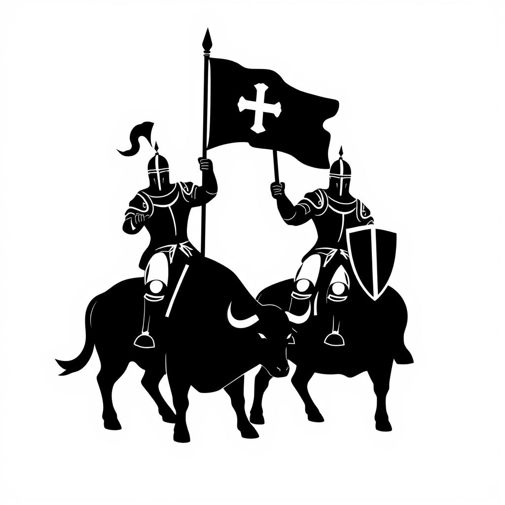 Epic Knights on a Bull: Silhouette Logo Design