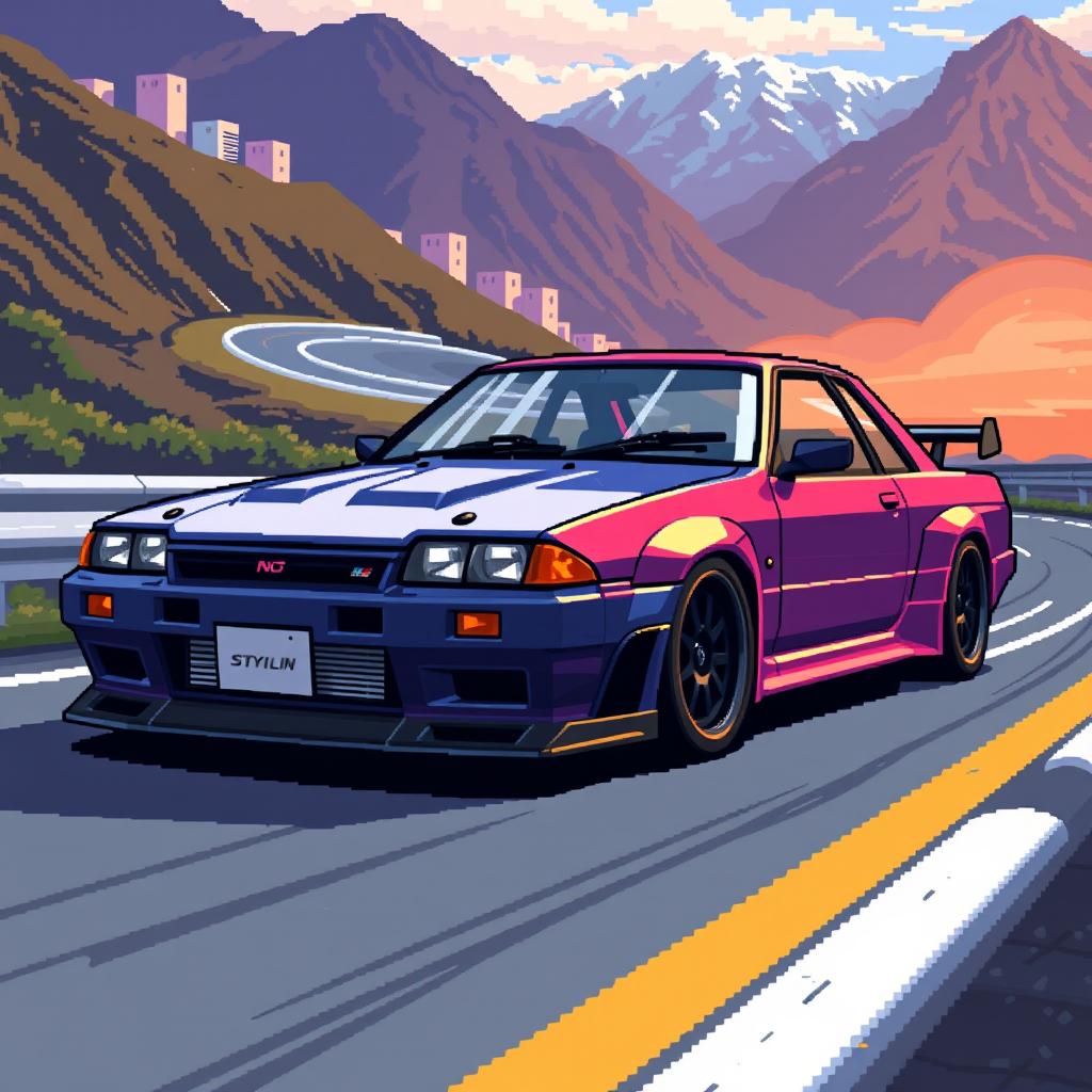 JDM Vibes: Pixel Art Nissan Skyline
