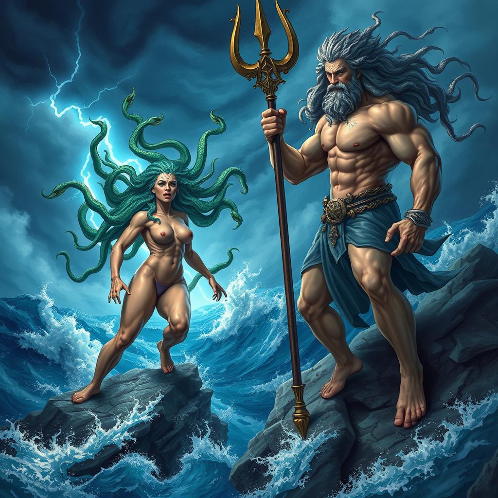 Fierce Medusa Confronts Poseidon
