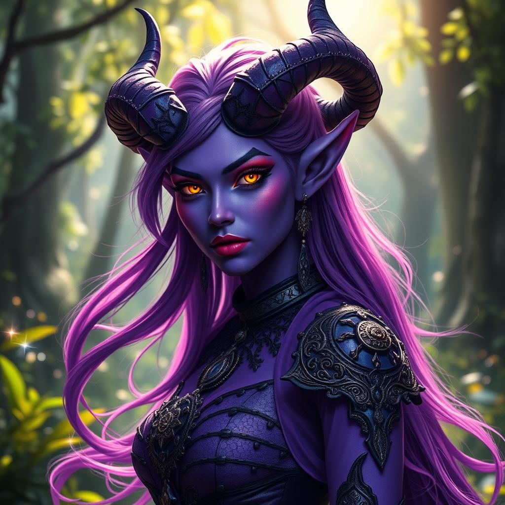Enchanting Purple Tiefling: Fantasy Meets Fashion
