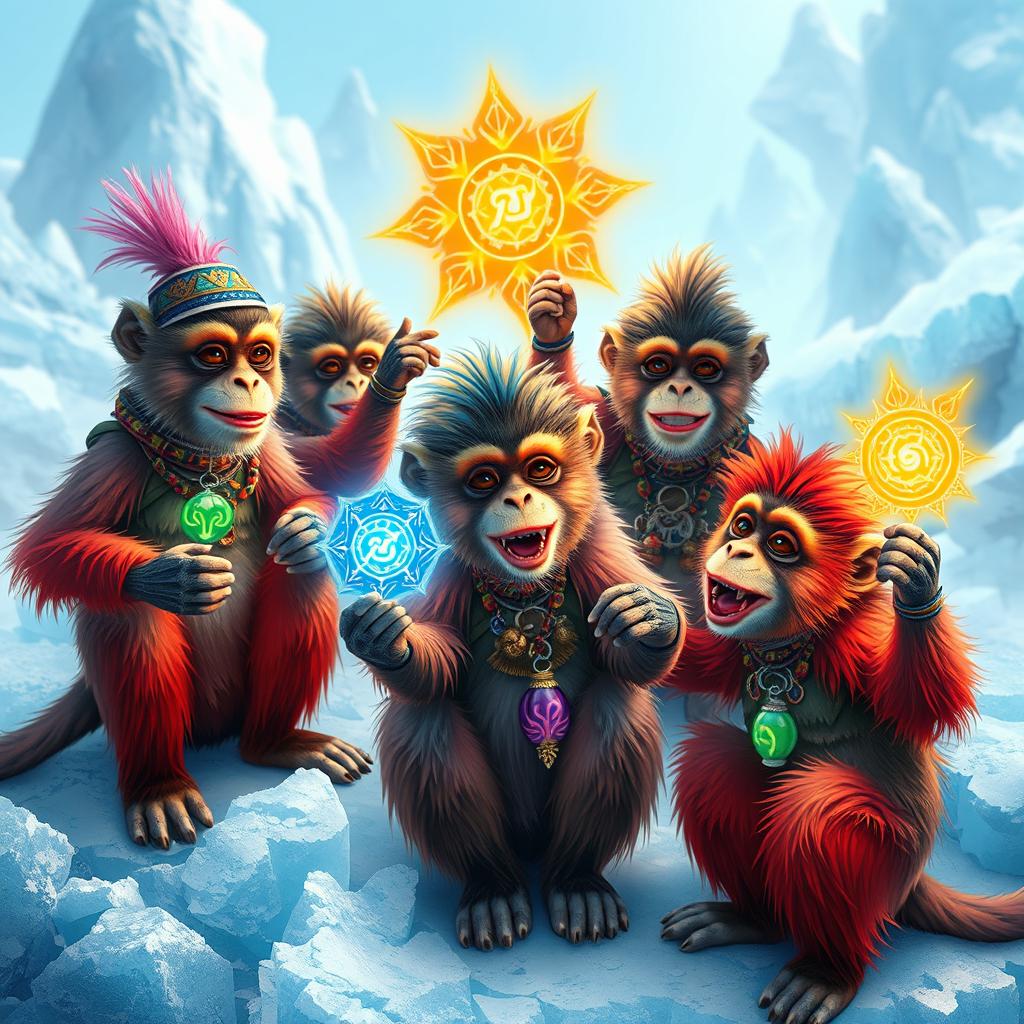 Playful Hyperborean Monkeys in a Colorful Adventure