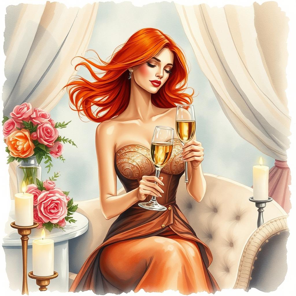 Elegance in Watercolor: A Glamorous Evening Scene