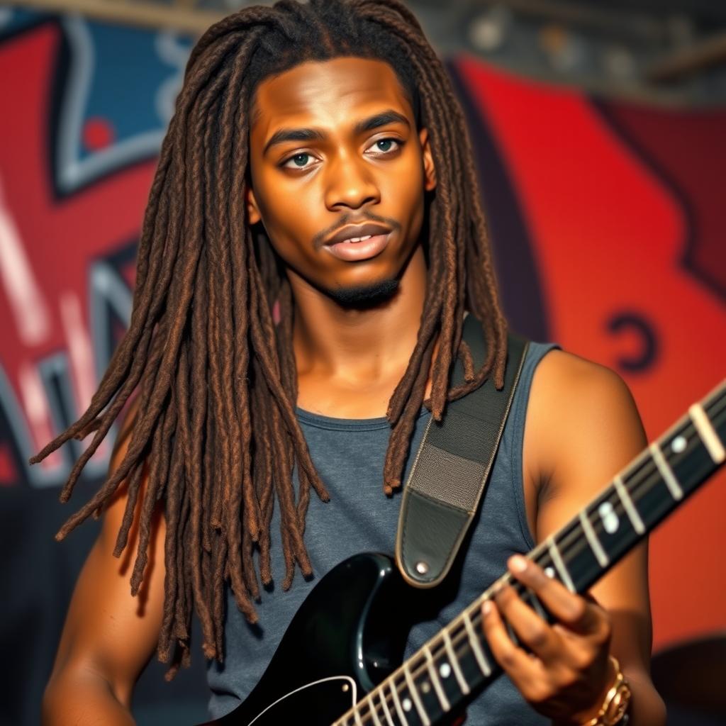 Unleash Your Vibe: A Young Black Man with Dreadlocks