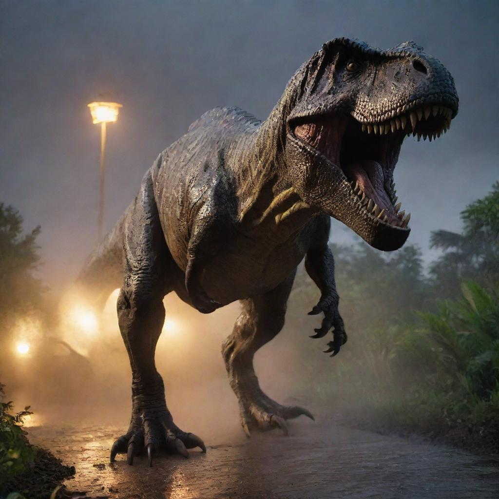 Unleash the Fury: T-Rex Takes Over the Theme Park