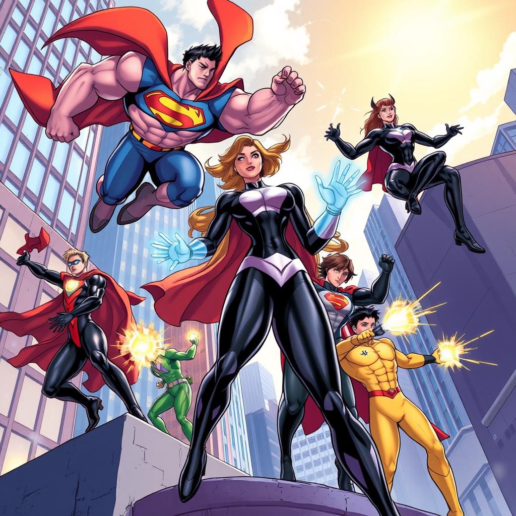 Unleash the Heroes: Dynamic Superhero Action Illustration