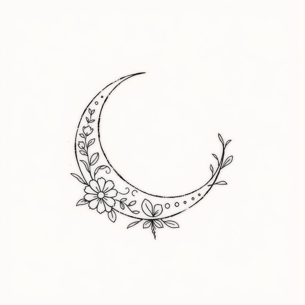 Elegant Crescent Moon Tattoo Design