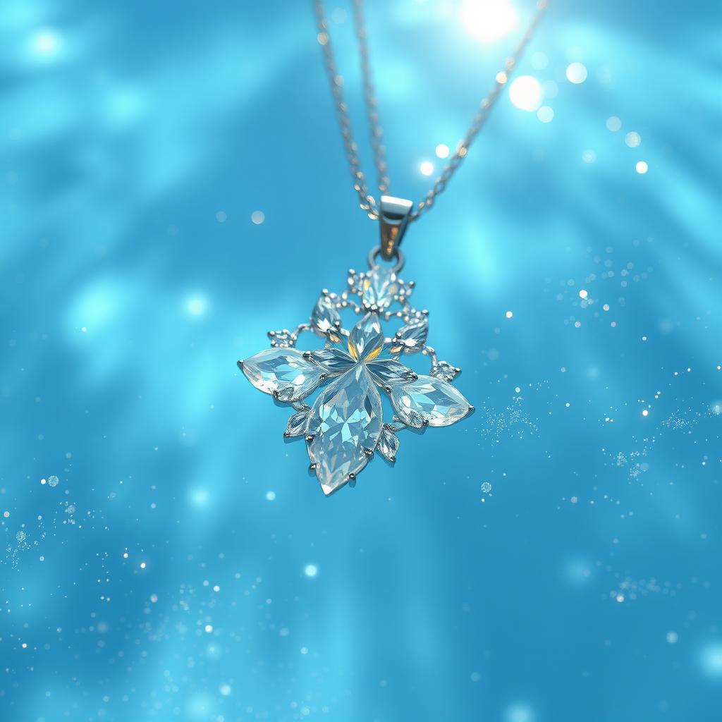 Enchanting Crystal Necklace in Blue Waters