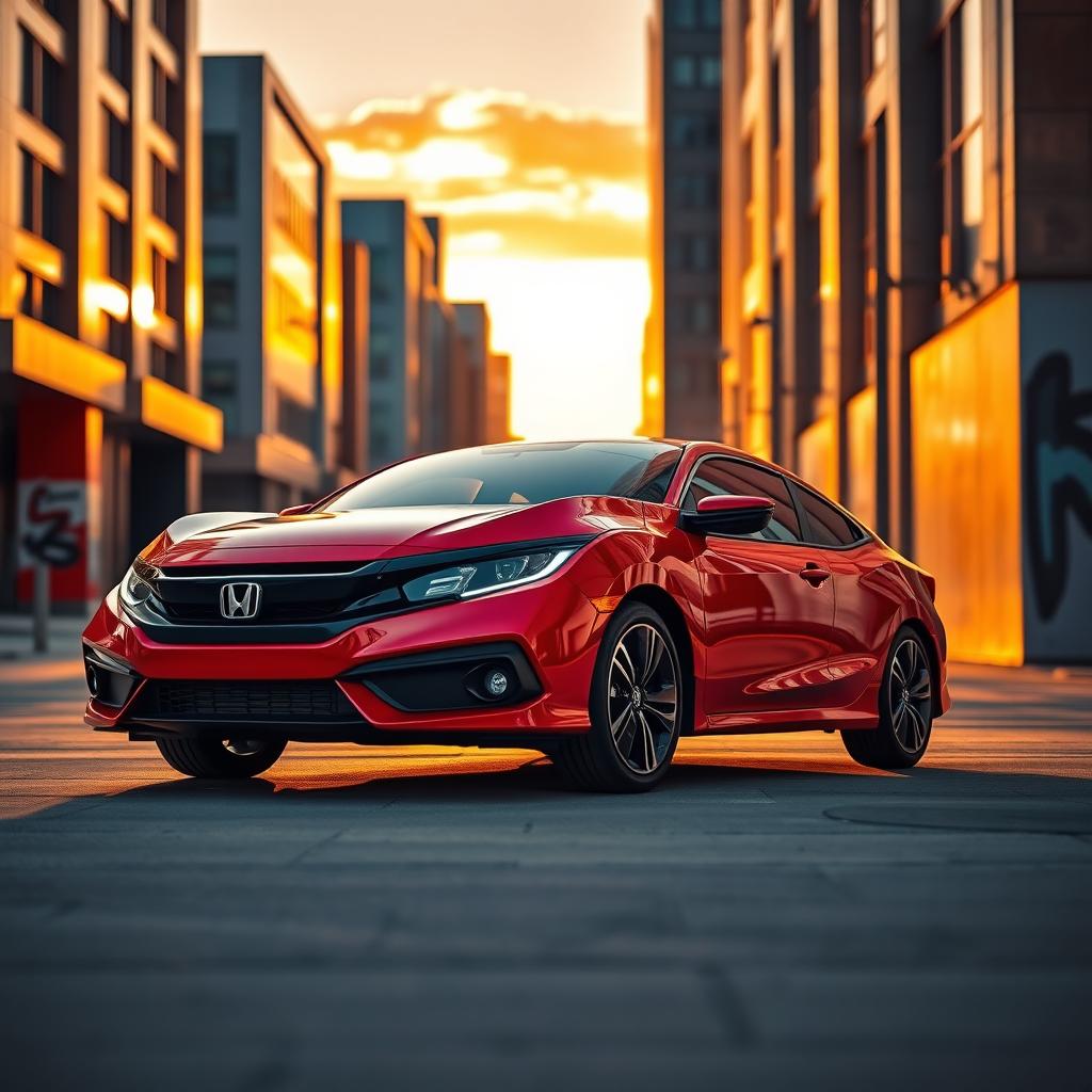 Urban Elegance: Red Honda Civic EJ-1 Coupe