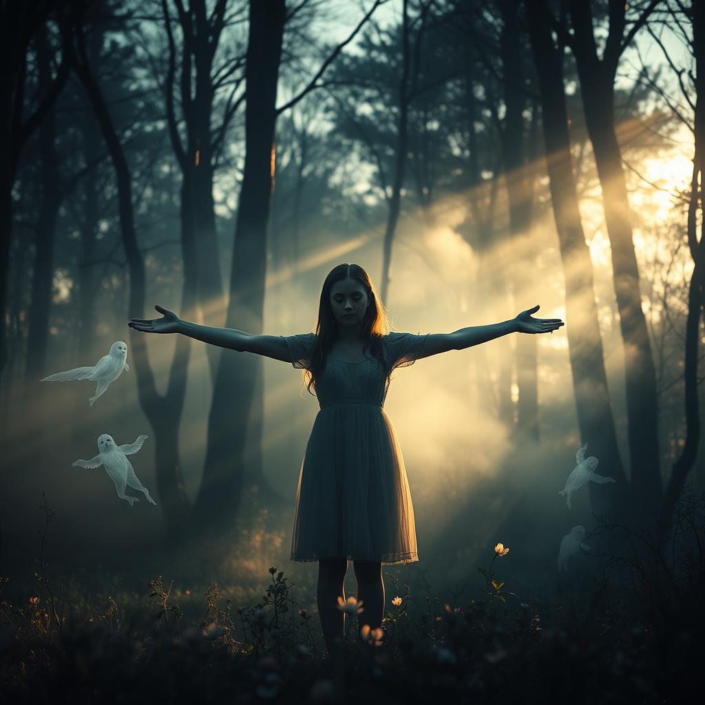 Ethereal Twilight: A Haunting Forest Scene