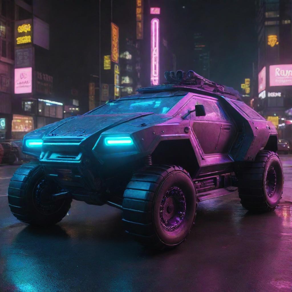 Neon Vanguard: Cyberpunk Warrior Transport