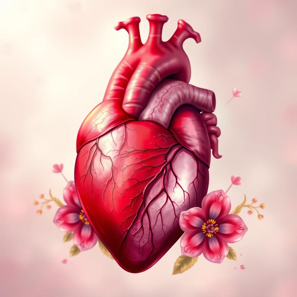 Anatomical Heart Art: A Vibrant Floral Fusion