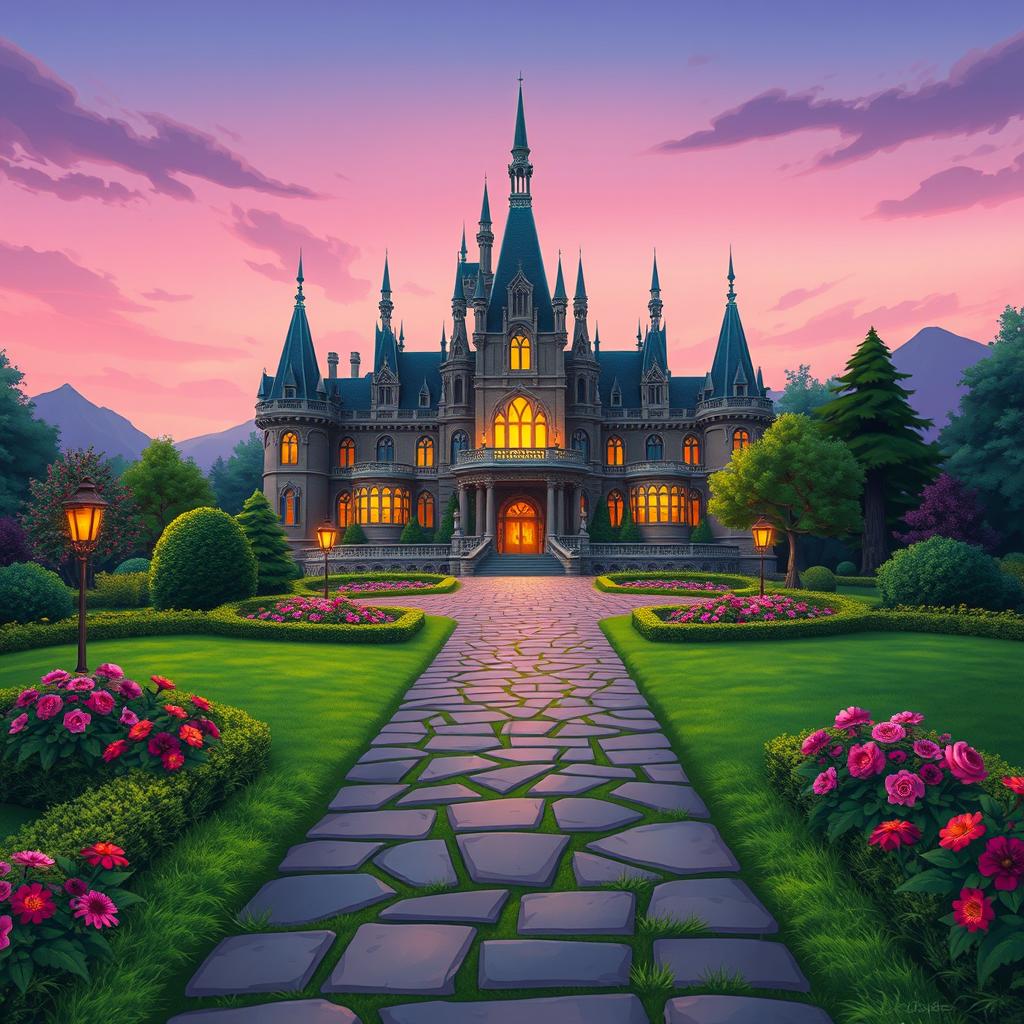 Enchanting 2D Video Game Background Inspired by Disneys Beauty and the Beast