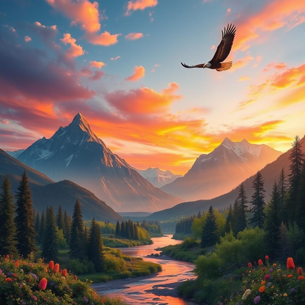 Breathtaking Mountain Sunset: Natures Canvas