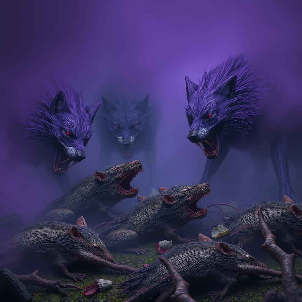Twisted Wilderness: Mutated Purple Wolves Unleashed