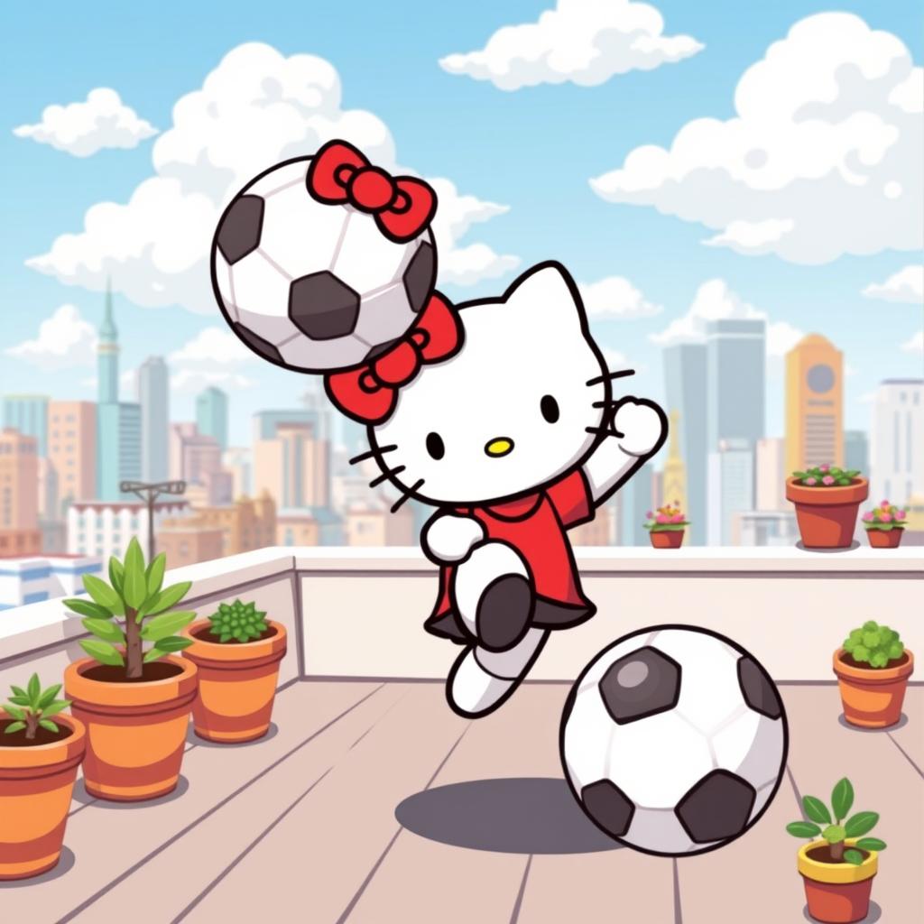 Hello Kitty Scores: Soccer on the Rooftop!